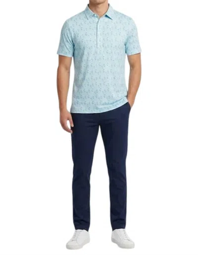 Criquet Performance Short Range Polo In Beach Print In Blue