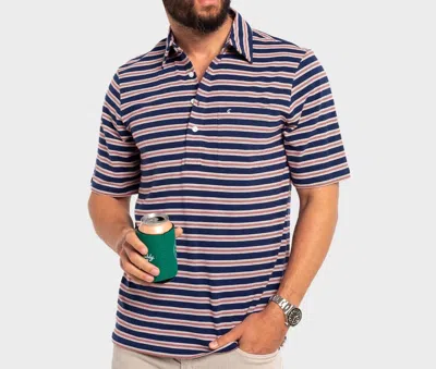 Criquet Top-shelf Players Shirt In Waylon Stripe - Navy In Blue