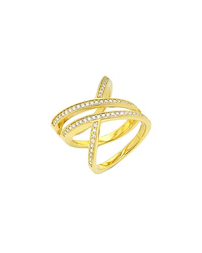 Crislu 18k & Silver Cz Criss-cross Ring In Brown
