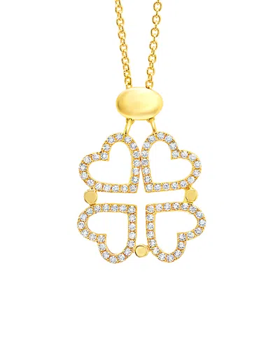 Crislu 18k & Silver Cz Heart & Clover Necklace In Gold