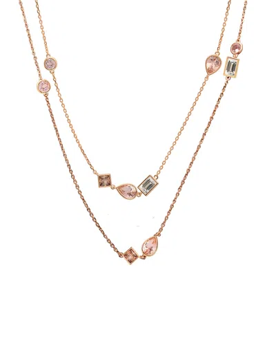Crislu 18k Rose Gold & Silver Cz 36in Necklace