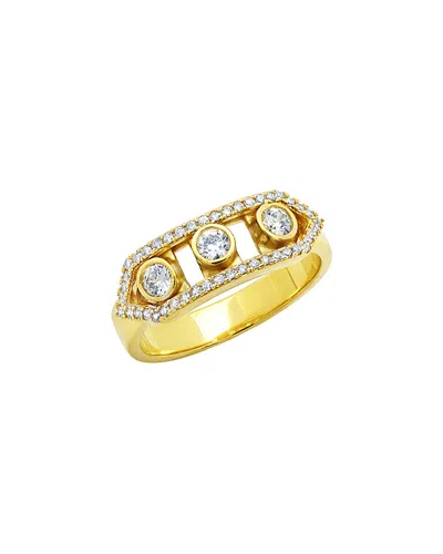 Crislu 18k Rose Gold & Silver Cz Slide Ring
