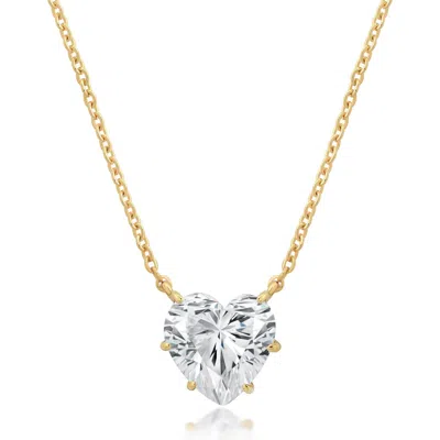Crislu Adore Cubic Zirconia Heart Pendant Necklace In Gold