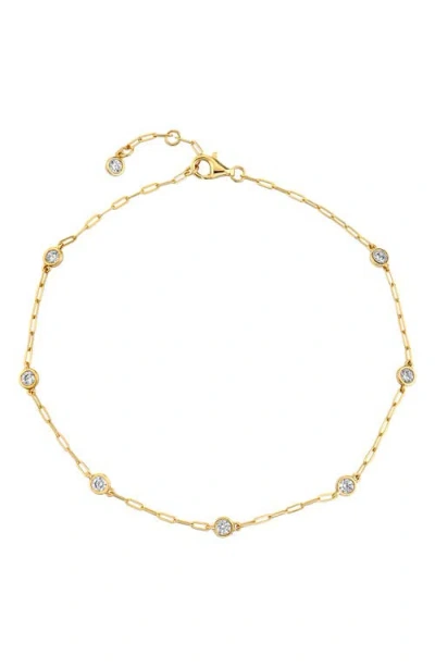 Crislu Aura Cubic Zirconia Station Anklet In Gold