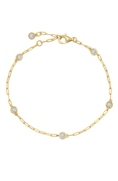 Crislu Aura Cubic Zirconia Station Bracelet In Gold