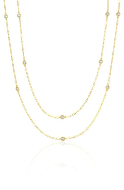 Crislu Aura Cubic Zirconia Station Necklace In Gold