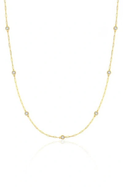 Crislu Aura Cubic Zirconia Station Necklace In Gold