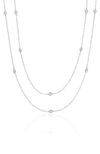 Crislu Aura Cubic Zirconia Station Necklace In Silver