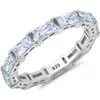 Crislu Baguette Cut Cubic Zirconia Eternity Ring In Silver