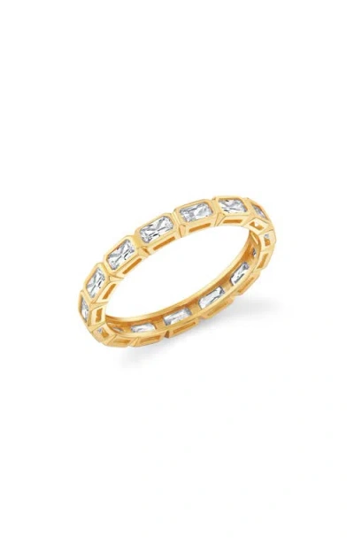 Crislu Baguette-cut Cubic Zirconia Eternity Band Ring In Gold
