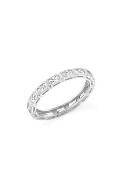 Crislu Baguette-cut Cubic Zirconia Eternity Band Ring In Silver