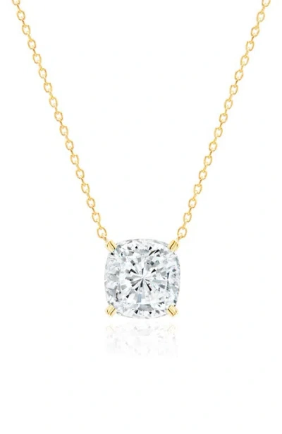 Crislu Bliss Cushion Cut Cubic Zirconia Pendant Necklace In Brown