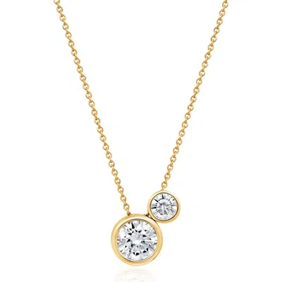 Crislu Brilliant 2-stone Pendant Necklace In Gold