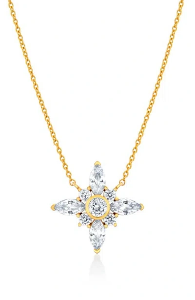 Crislu Brilliant & Marquise Cubic Zirconia Star Pendant Necklace In Gold