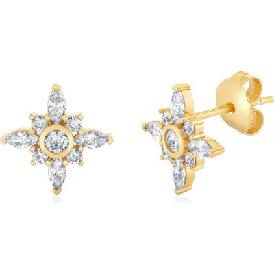 Crislu Brilliant & Marquise Cubic Zirconia Star Stud Earrings In Gold