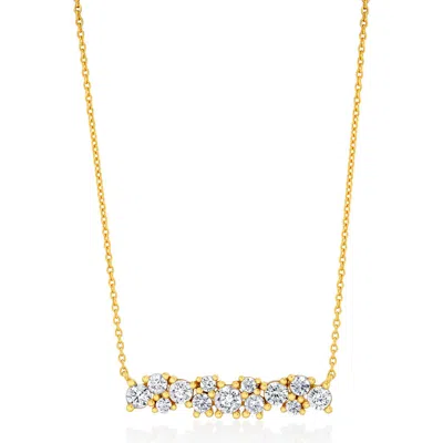 Crislu Brilliant Cubic Zirconia Bar Pendant Necklace In Gold