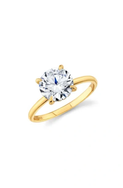 Crislu Brilliant Cut Cubic Zirconia Solitaire Ring In Gold