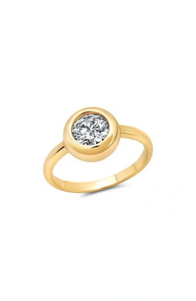 Crislu Brilliant Cut Cubic Zirconia Solitaire Ring In Gold