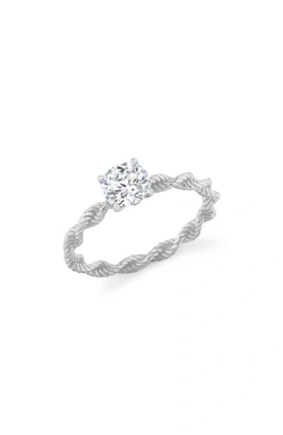 Crislu Brilliant Cut Cubic Zirconia Twisted Band Solitaire Ring In Metallic