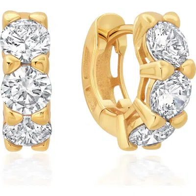 Crislu Brilliant Round Cut Cubic Zirconia Huggie Hoop Earrings In Gold