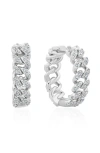 Crislu Cabana Cuban Link Hoop Earrings In Silver