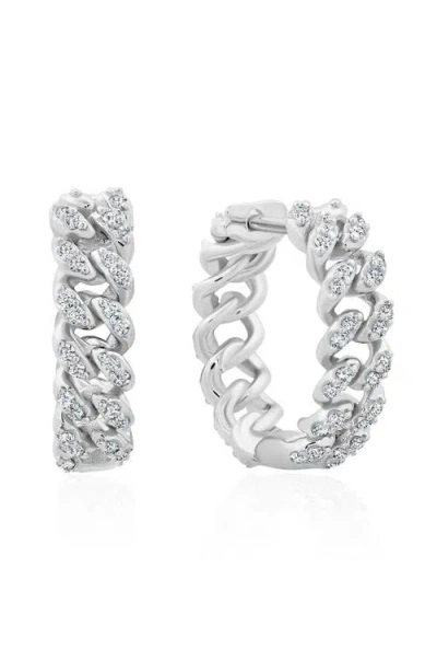 Crislu Cabana Cuban Link Hoop Earrings In Silver