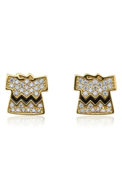 Crislu Charlie Brown Shirt Stud Earrings In Gold