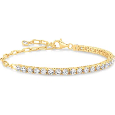 Crislu Cubic Zirconia Bar Cable Chain Bracelet In Gold