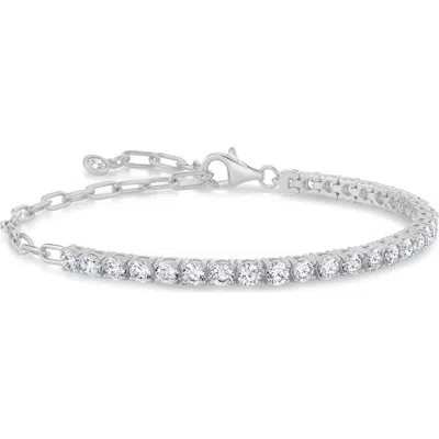 Crislu Cubic Zirconia Bar Cable Chain Bracelet In Metallic