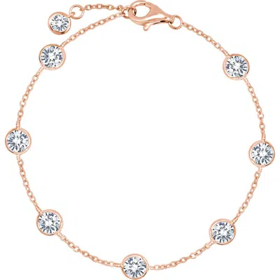 Crislu Cubic Zirconia Bezel Station Anklet In Gold