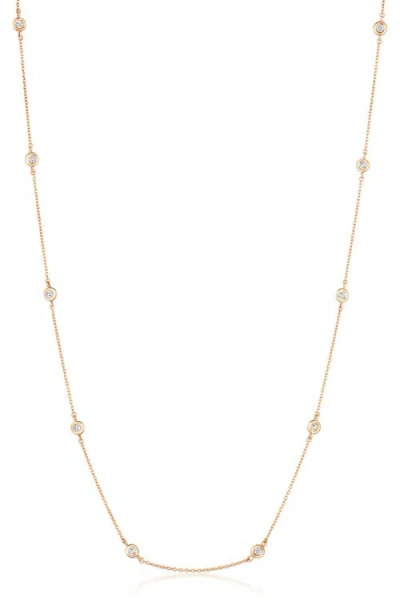Crislu Cubic Zirconia Bezel Station Necklace In Gold