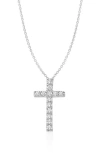Crislu Cubic Zirconia Cross Pendant Necklace In Gray