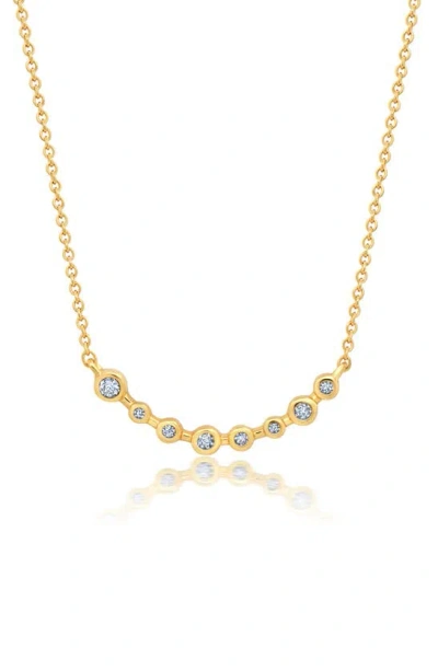 Crislu Cubic Zirconia Curved Bar Pendant Necklace In Gold