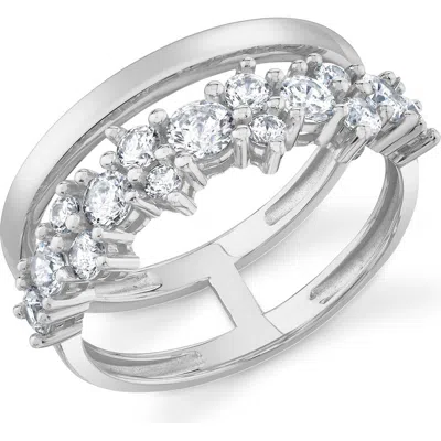 Crislu Cubic Zirconia Double Band Ring In Metallic
