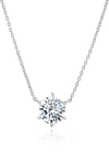 Crislu Cubic Zirconia Solitaire Pendant Necklace In Metallic