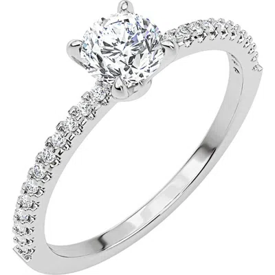 Crislu Cubic Zirconia Solitaire Ring In Pure Platinum Clear Cz
