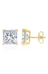 Crislu Cubic Zirconia Square Stud Earrings In Gold