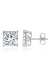 Crislu Cubic Zirconia Square Stud Earrings In Metallic