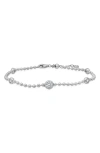Crislu Cubic Zirconia Station Ball Chain Bracelet In Metallic