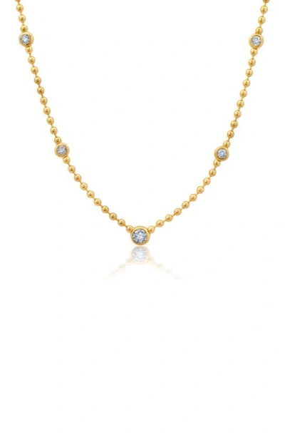 Crislu Cubic Zirconia Station Chain Necklace In Gold