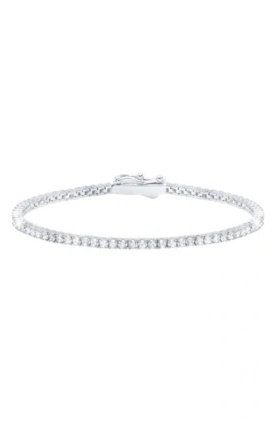 Crislu Cubic Zirconia Tennis Anklet In Silver