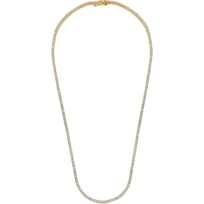 Crislu Cubic Zirconia Tennis Necklace In Silver/gold