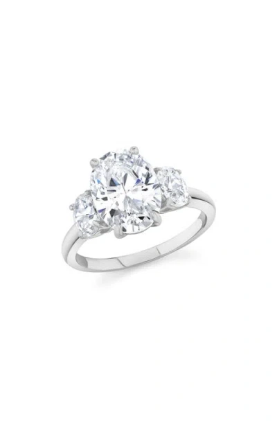 Crislu Cubic Zirconia Three-stone Ring In Silver
