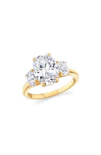 Crislu Cubic Zirconia Three-stone Ring In Gold