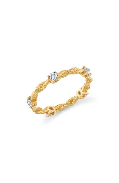 Crislu Cubic Zirconia Twisted Band Ring In Gold