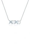Crislu Cultured Pearl & Cubic Zirconia Pendant Necklace In Pearl/ivory