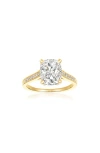 Crislu Cushion Cut Cubic Zirconia Ring In Gold