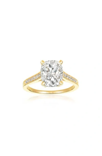 Crislu Cushion Cut Cubic Zirconia Ring In Gold