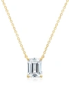 Crislu Emerald Cut Cubic Zirconia Pendant Necklace In Gold