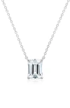 Crislu Emerald Cut Cubic Zirconia Pendant Necklace In Silver